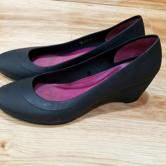 Crocs Duel Comfort Heeled Wedge Women 9 Shoe Black - Picture 1 of 4